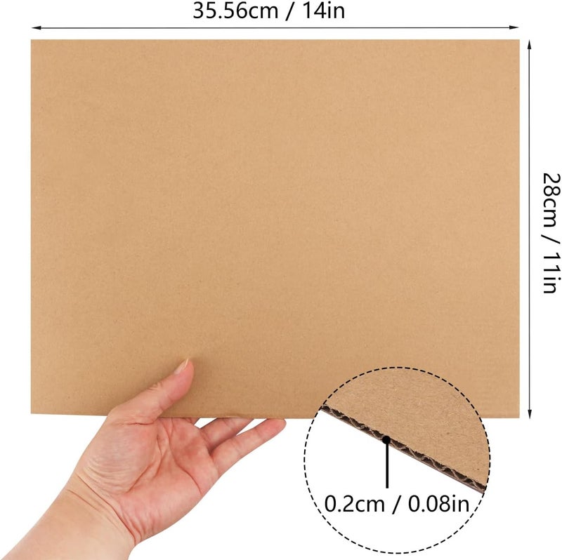 IHDYPPEW 100 Pack 11"x 14" Corrugated Cardboard Sheets, Flat Cardboard Layer Pads 2 mm Thickness, Flexible Packaging Inserts for Shipping, Mailing, and Crafts, by - Image 2
